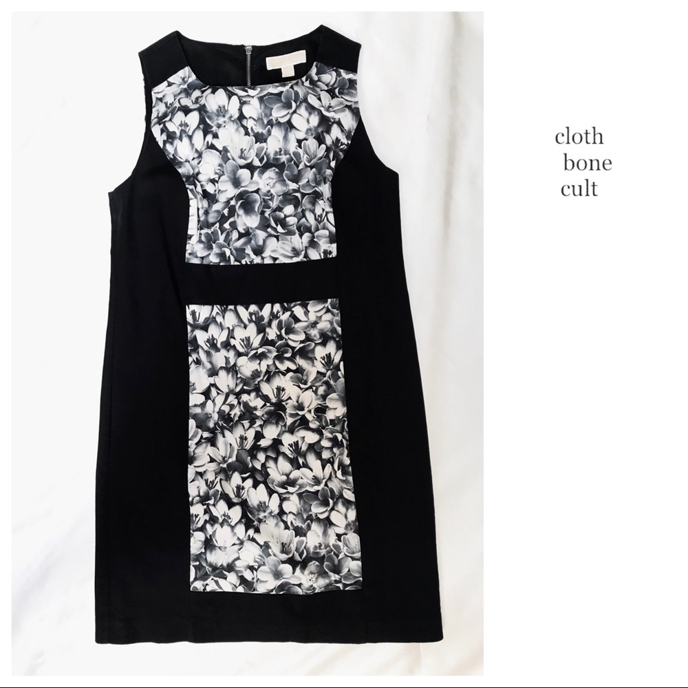 MICHAEL KORS Floral Block Pattern Sleeveless DRESS